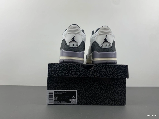 Cheap TBkick Jordan Cement 3 Grey Air CT8532-106 0727